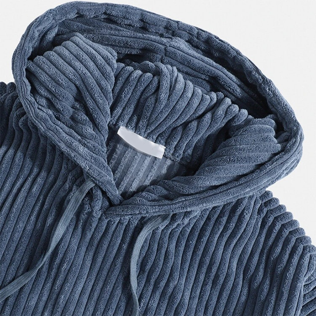 Hoodie Herr Modern Mjuk Polyester med Huva och Ribbade Detaljer 5