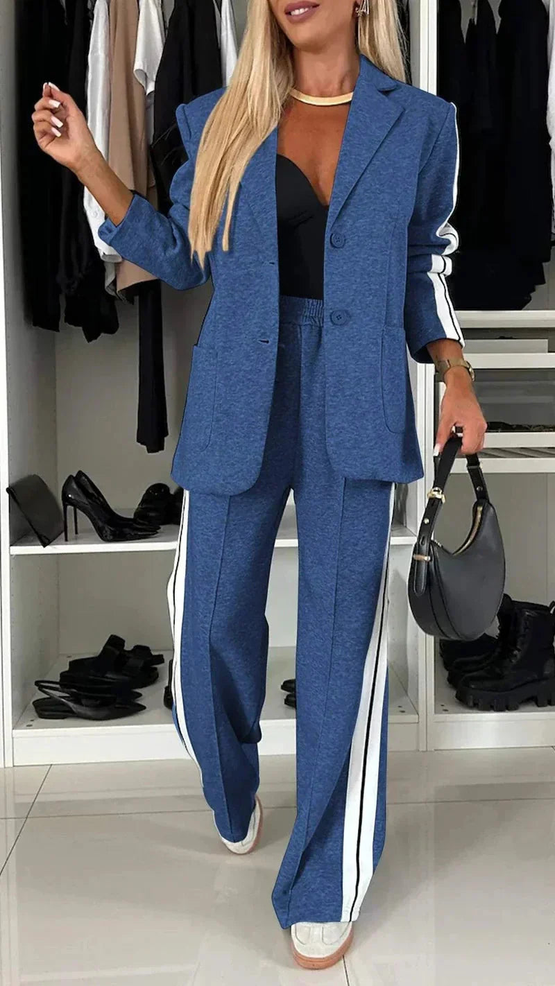 Variant image for Dam Blazer och Bred Joggingbyxor Set Högkvalitativ Polyester-13