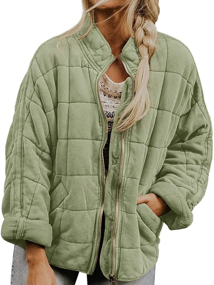 Variant image for Damjacka Quiltrad Midjelängd Polyester med Fickor-6