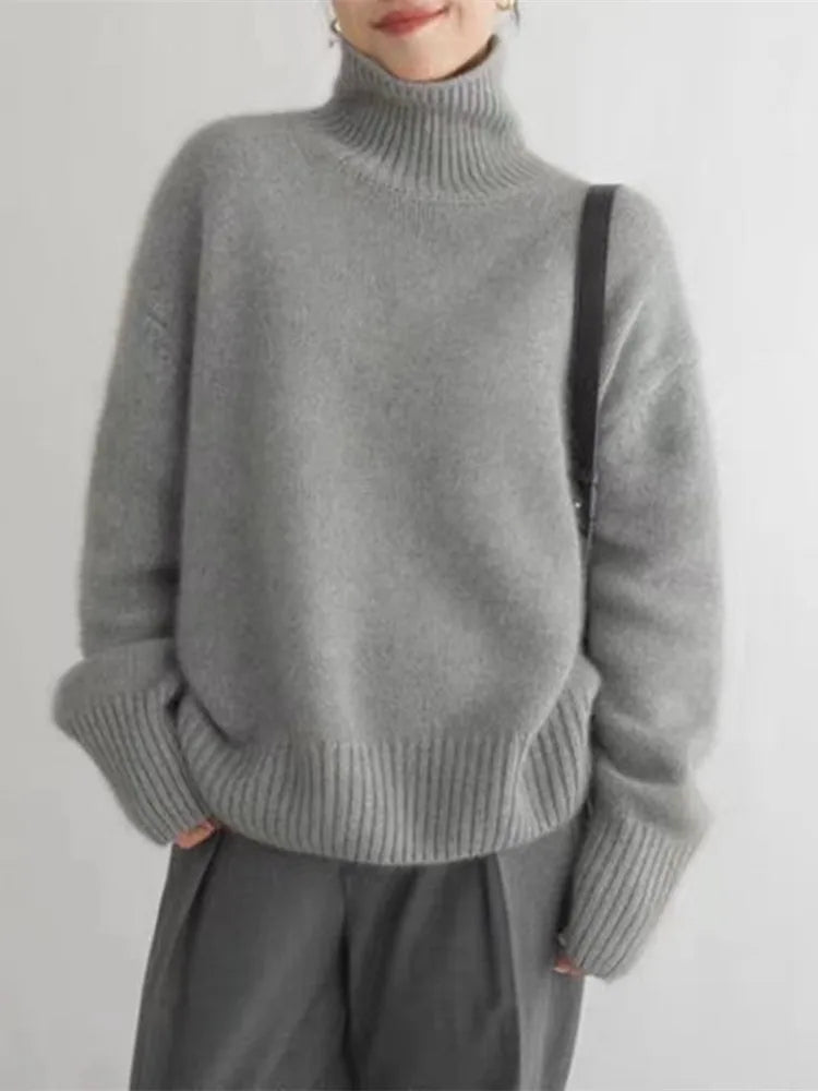 Dam Turtleneck Tröja Akrylblandning Mysig Regelbunden Passform-2