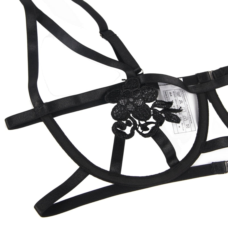 Damunderkläder Set Blommönster Justerbar Polyester Spandex 4