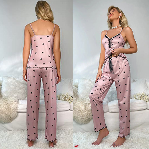Dam Pyjamas Set Mjuk Bomullsblandning Elegant Design-6