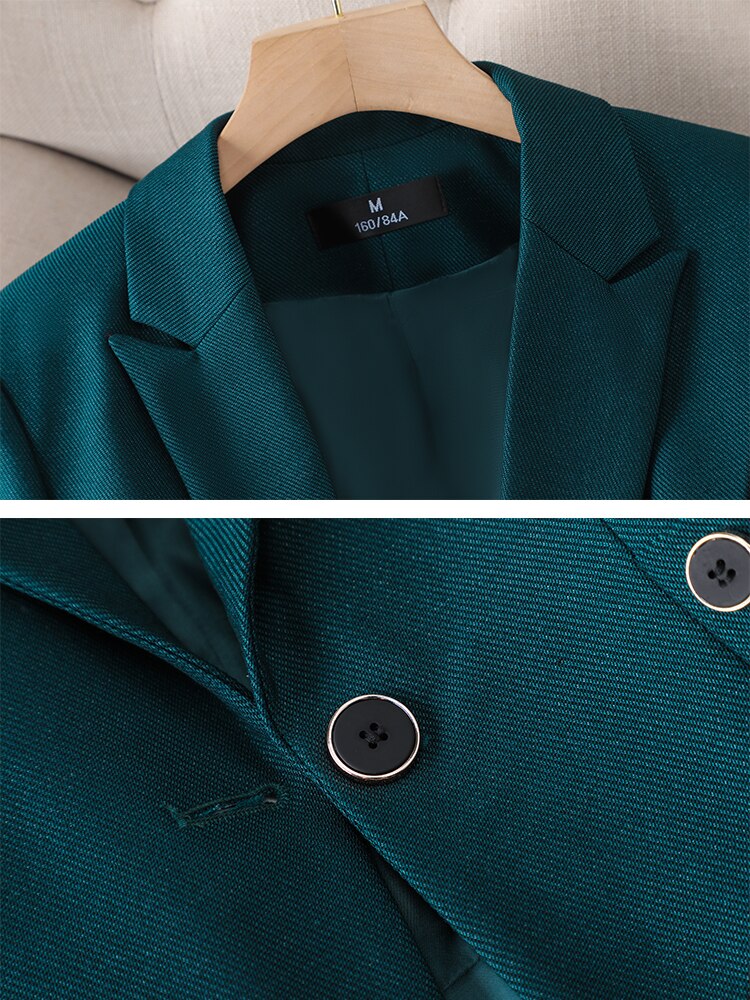 Dam Blazer Set Skräddarsydd Acetat Elastan med Dubbla Sidofickor-2
