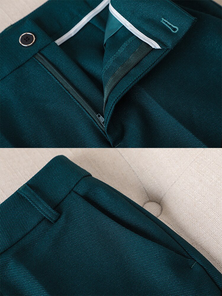 Dam Blazer Set Skräddarsydd Acetat Elastan med Dubbla Sidofickor-4