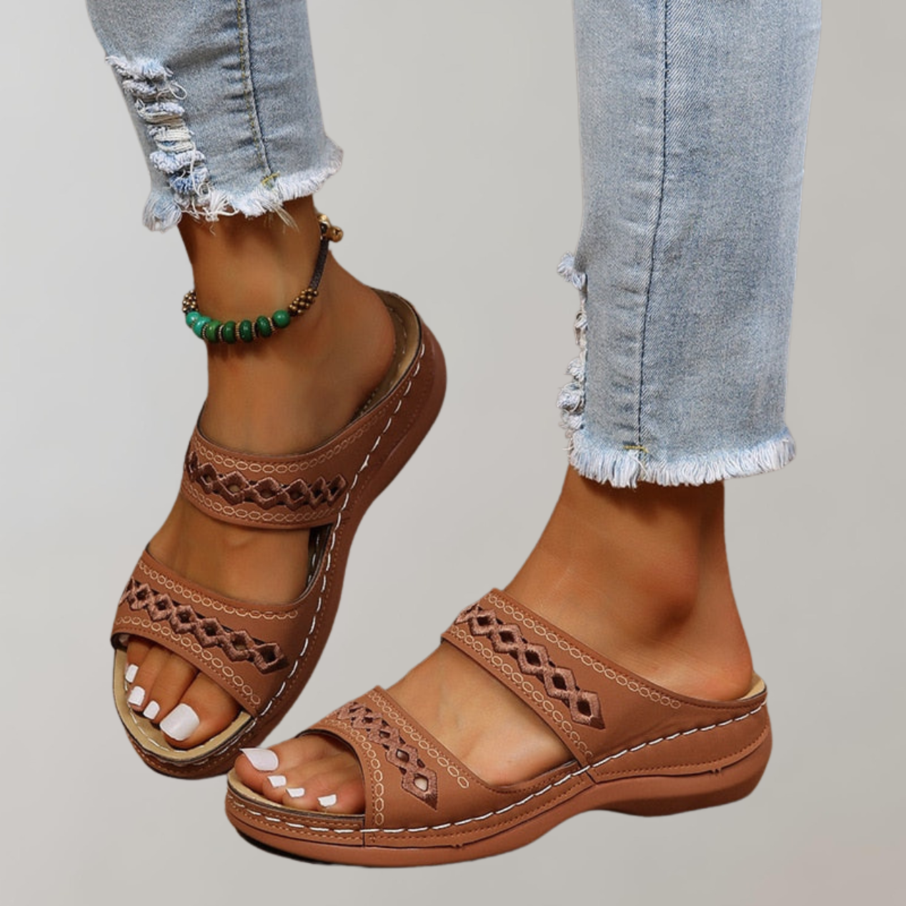Dam Sandaler Slip-On Ortopediska Andningsbart Material 4