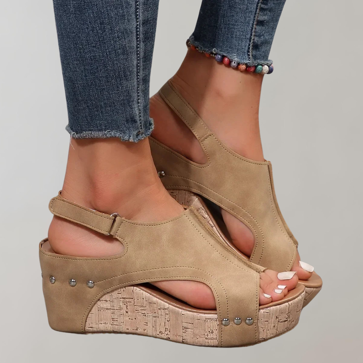 Variant image for Kvinnors Sandaler Höga Klackar Ortopedisk Läder-10