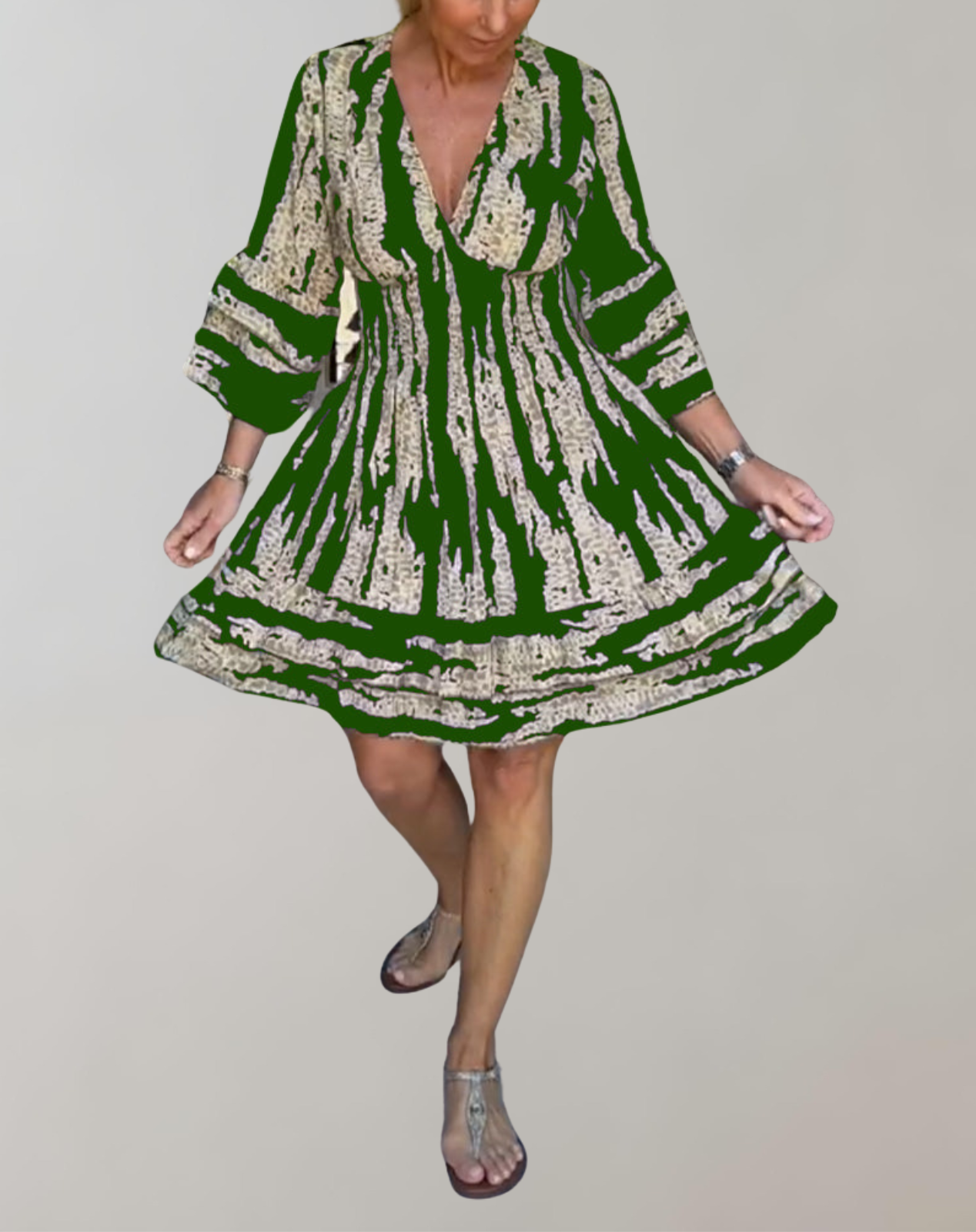 Kvinnors Miniklänning Chic 100% Polyester Midjebälte Elegant Mönster-2
