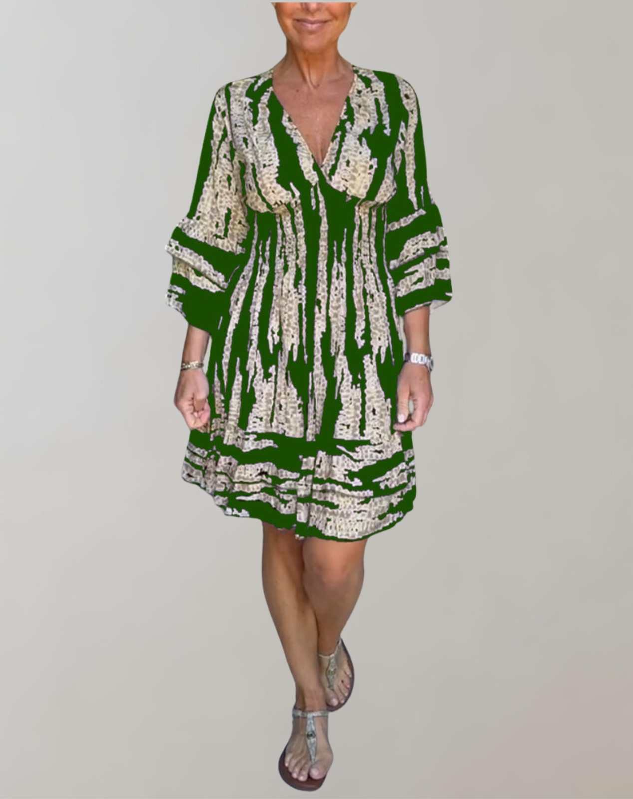 Variant image for Kvinnors Miniklänning Chic 100% Polyester Midjebälte Elegant Mönster-21