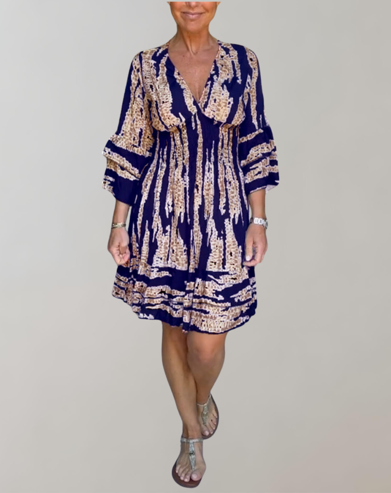 Variant image for Kvinnors Miniklänning Chic 100% Polyester Midjebälte Elegant Mönster-16