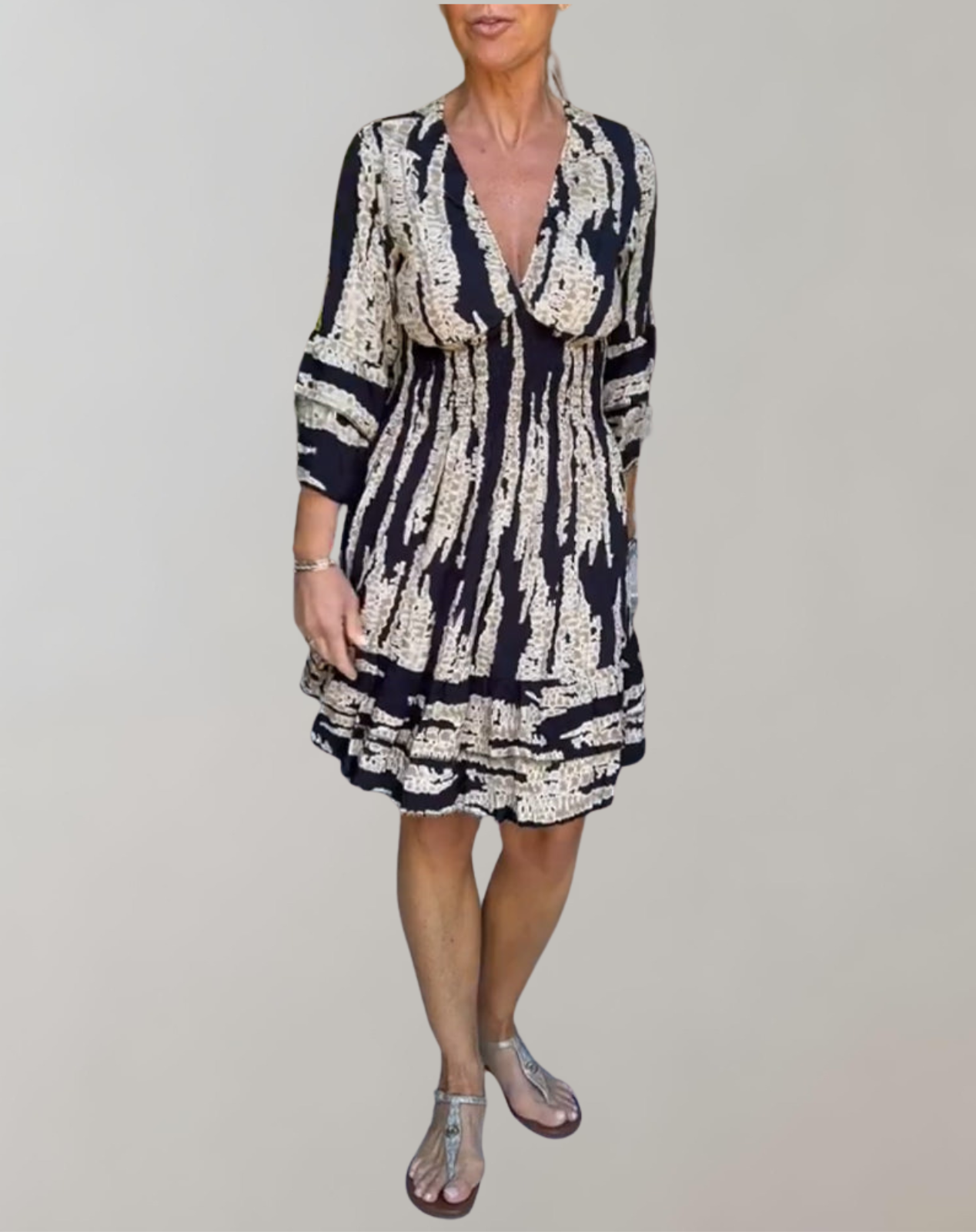 Kvinnors Miniklänning Chic 100% Polyester Midjebälte Elegant Mönster-5