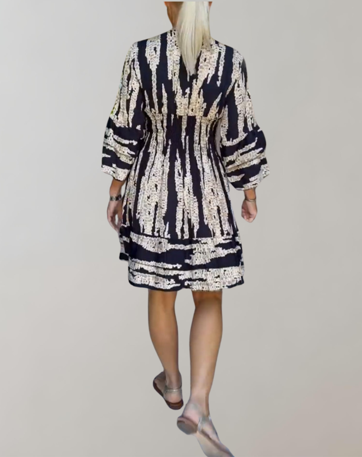 Kvinnors Miniklänning Chic 100% Polyester Midjebälte Elegant Mönster-6