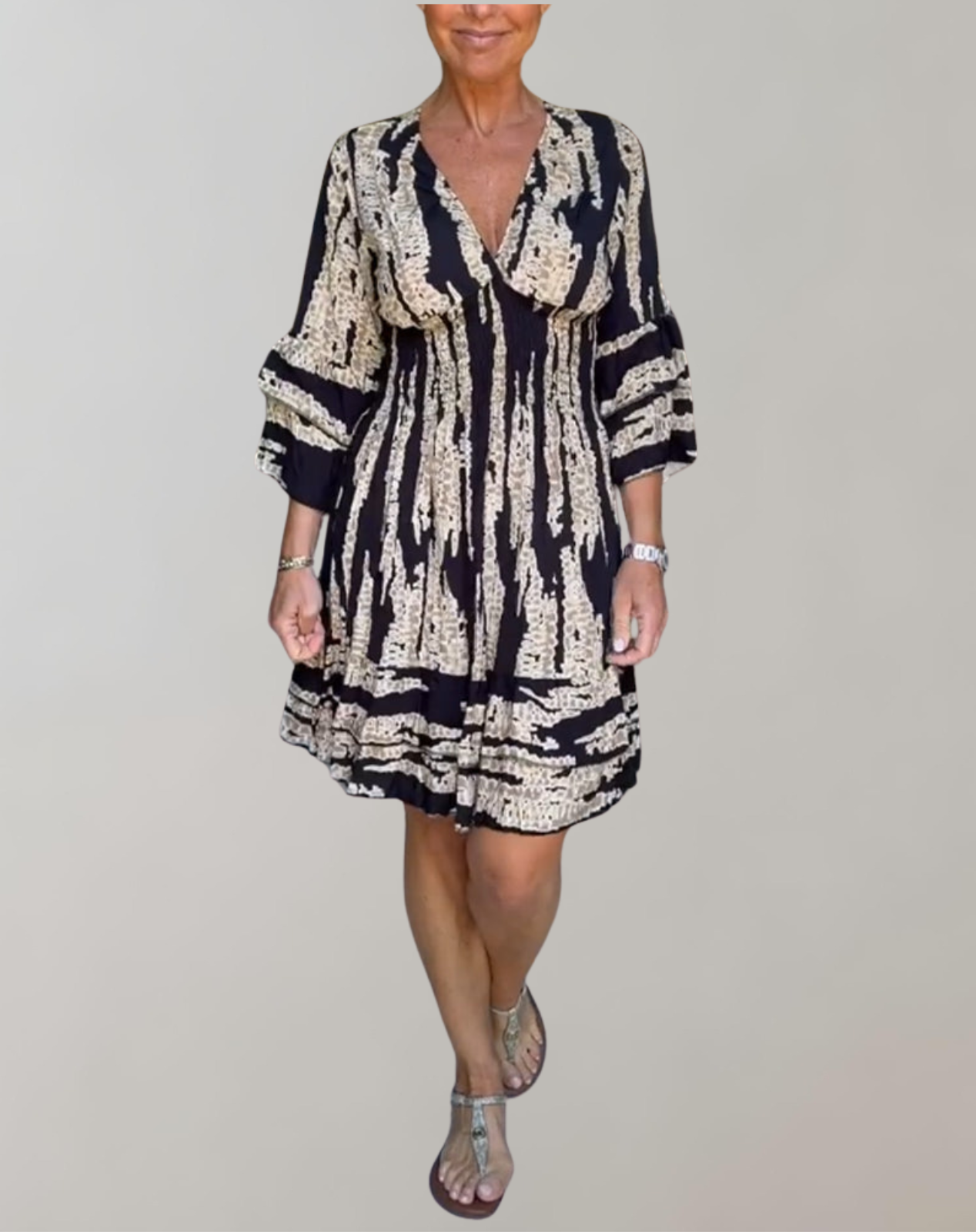 Kvinnors Miniklänning Chic 100% Polyester Midjebälte Elegant Mönster-1