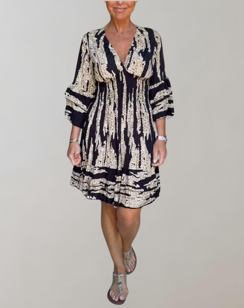 Kvinnors Miniklänning Chic 100% Polyester Midjebälte Elegant Mönster-1