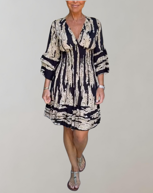 Kvinnors Miniklänning Chic 100% Polyester Midjebälte Elegant Mönster-1