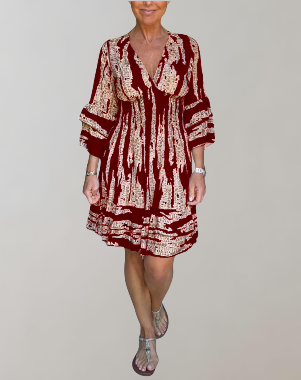 Variant image for Kvinnors Miniklänning Chic 100% Polyester Midjebälte Elegant Mönster-7
