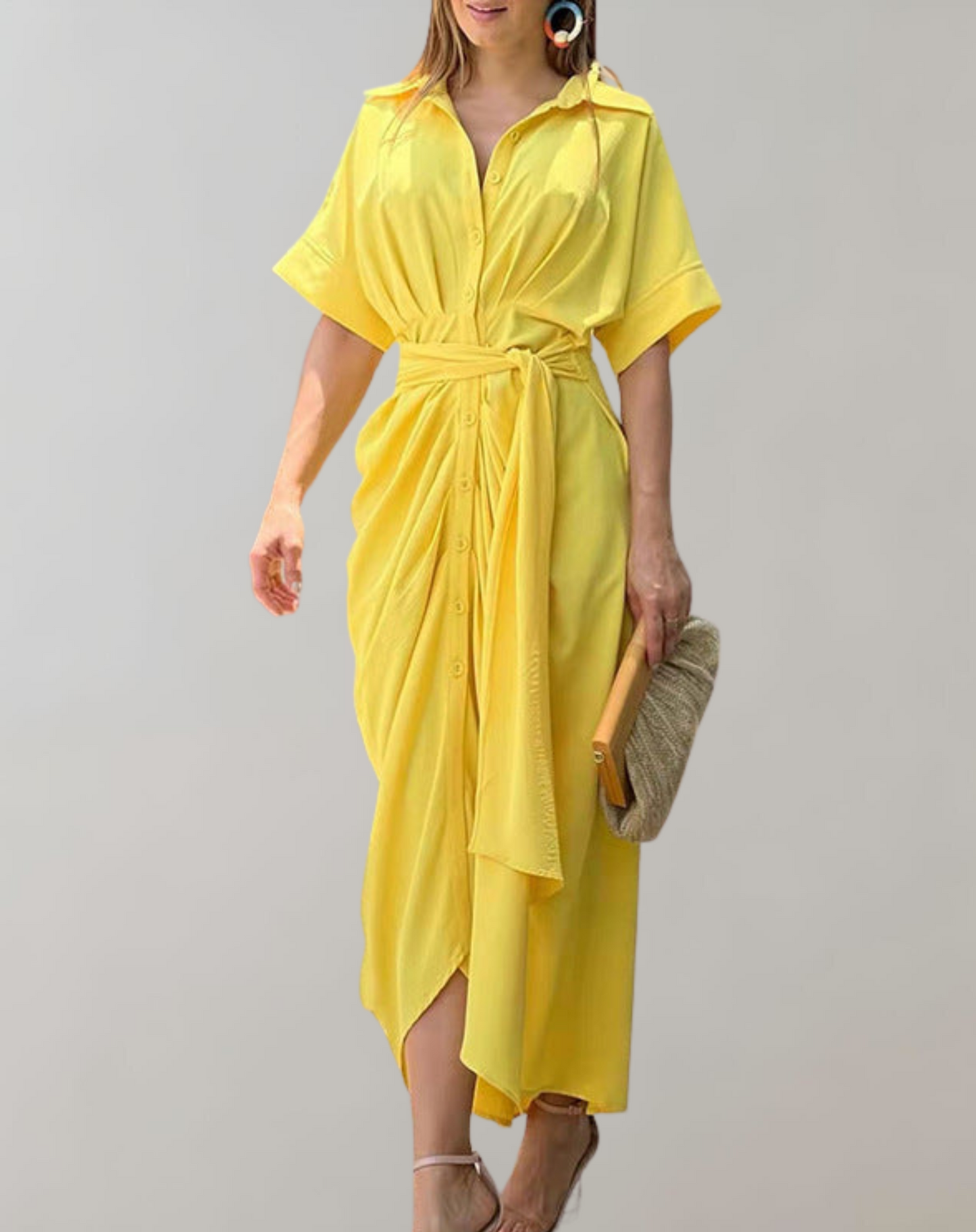 Damklänning Sommarstil Vändkrage Polyester Chic Design 5