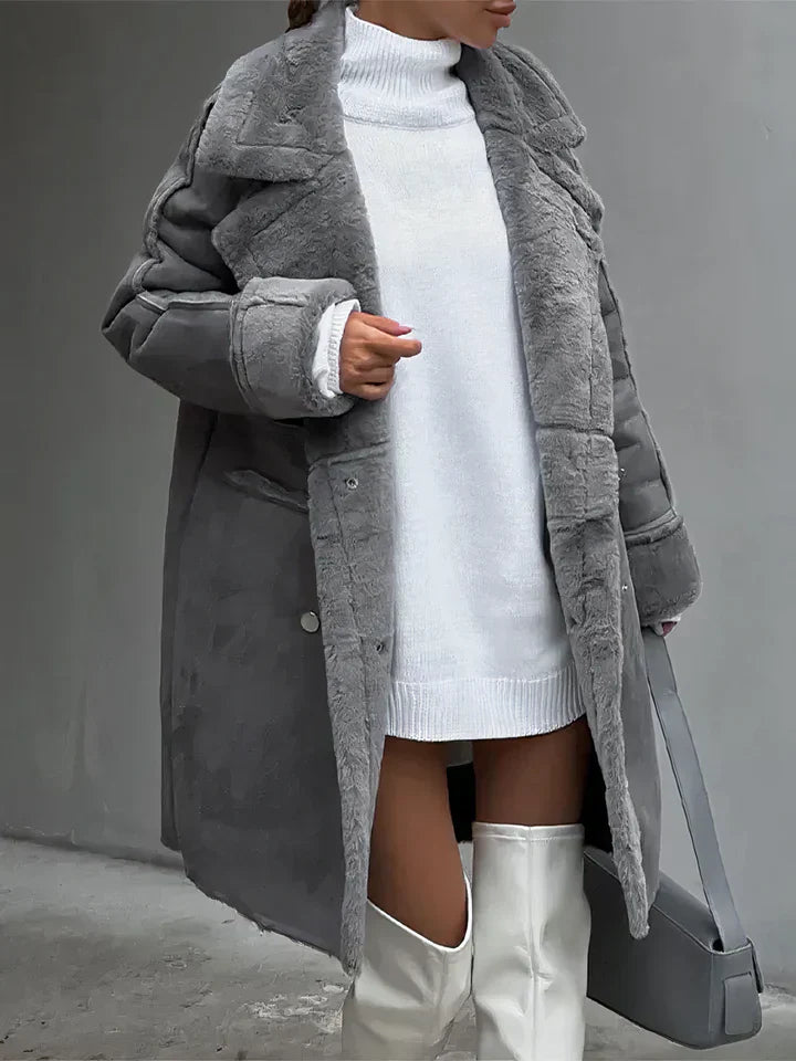 Dam Teddy Mantel Vindtät Fluffig Fleece 1