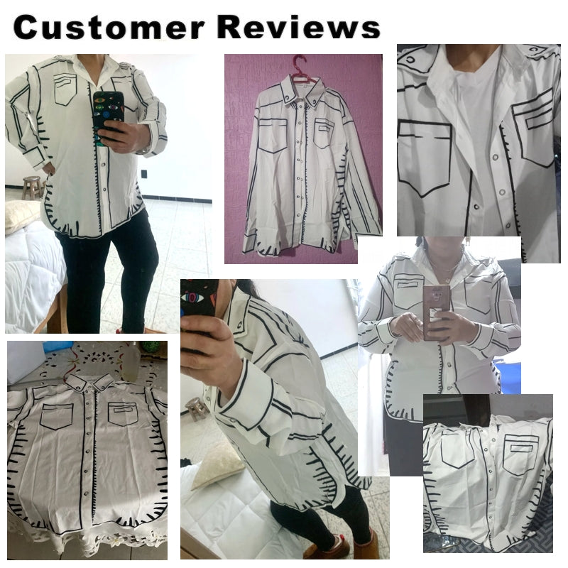 Dam Blus Graffiti Tryck Polyester-4