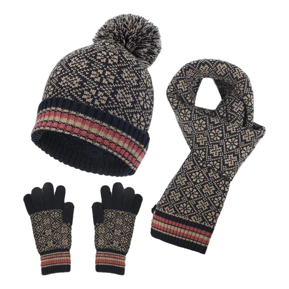Variant image for Kvinnors 4-delad Höst- och Vinteruppsättning Stickad Hatt Halsduk Handskar Mask-3