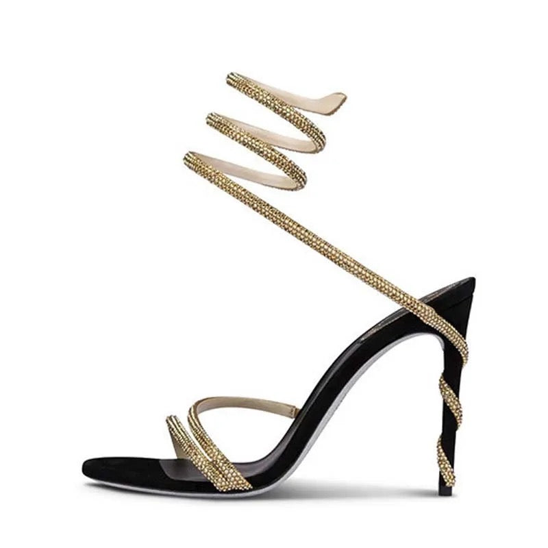 Kvinnors Stilettos Ormdesign Läder Hög Klack-1