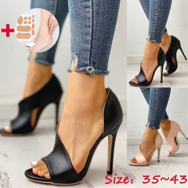Dam Stilett Sandal Ankelrem Gummi 11 cm Klack-3