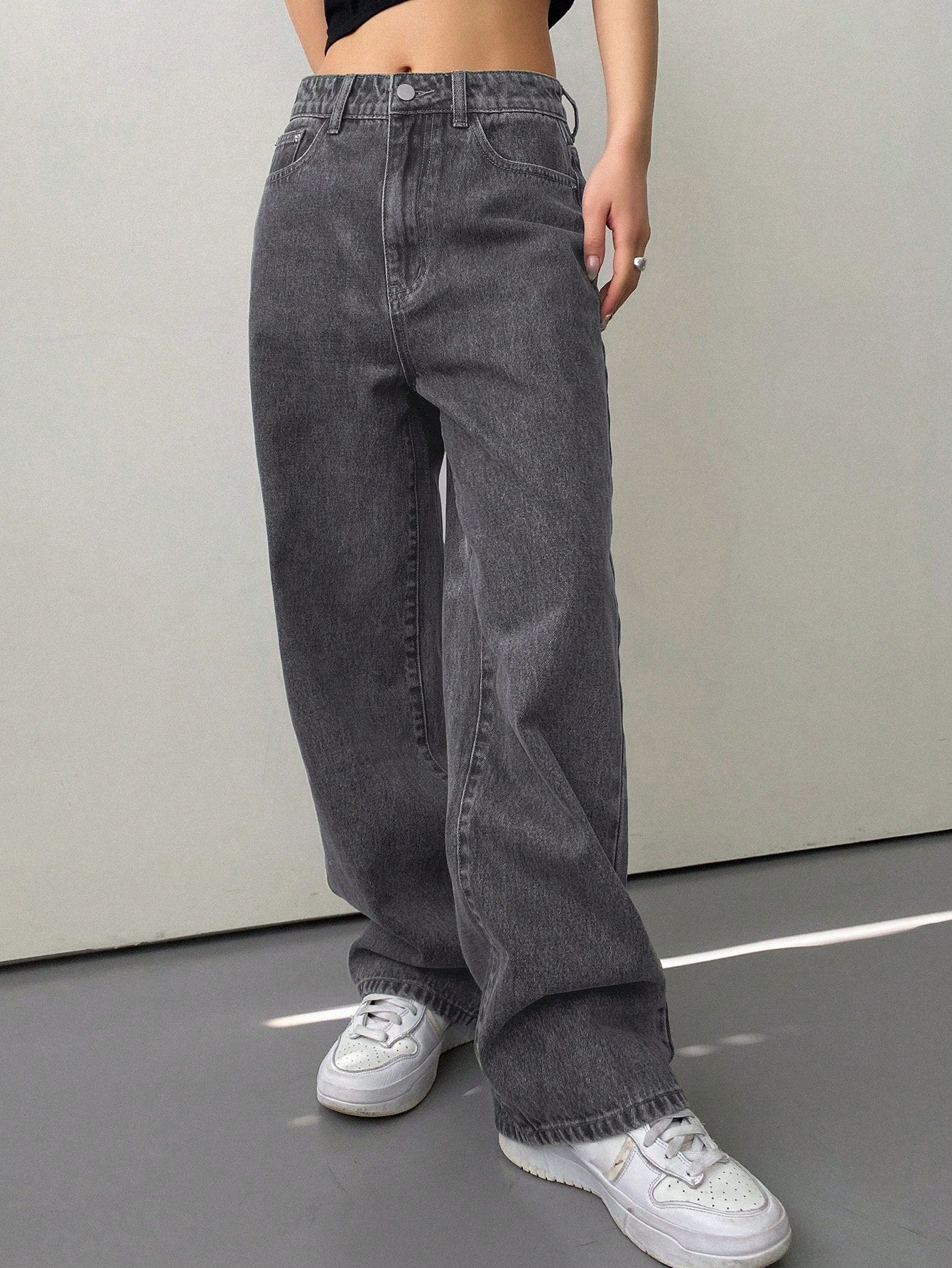 Dam Baggy Jeans Rak Benform 93% Bomull-2