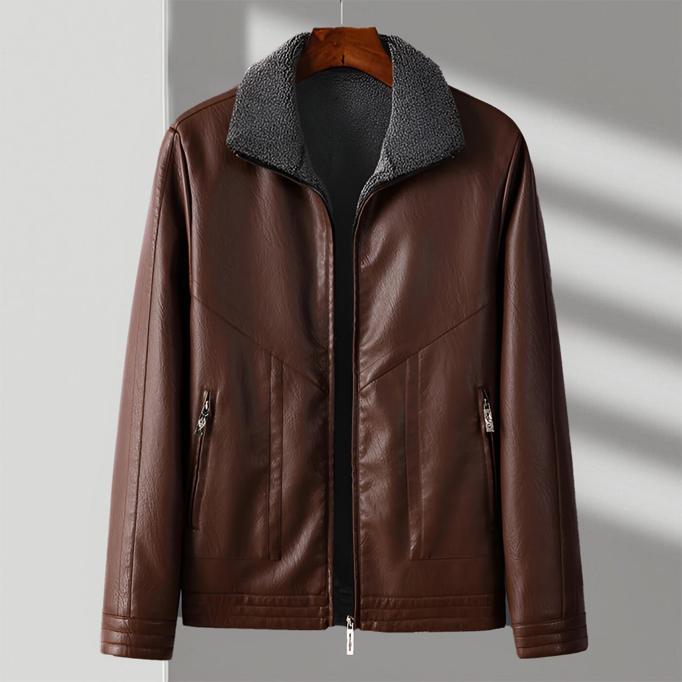 Damjacka Modern Stil Veganläder med Mjuk Sammet-4