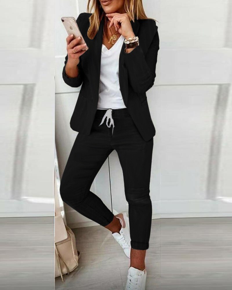 Dam Blazer Figurnära Modern Design Högkvalitativt Material-2