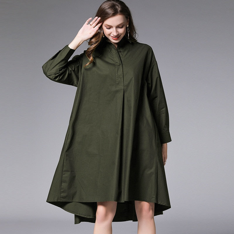 Dam Miniklänning A-linjeformad Klassisk Krage Bomull Polyester-2