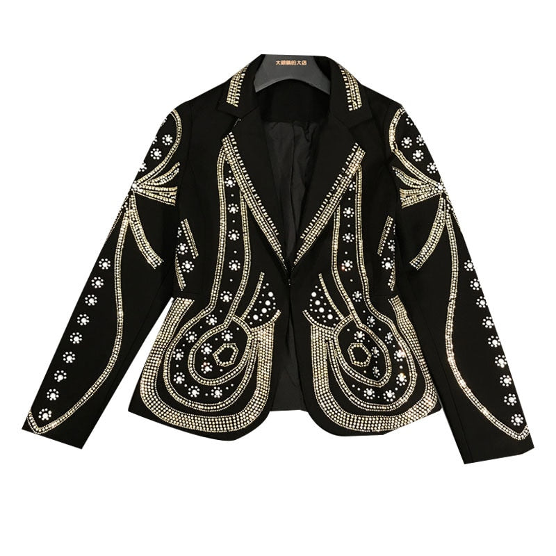 Dam Blazer Sprucken Krage Hög Midja 100% Bomull-1