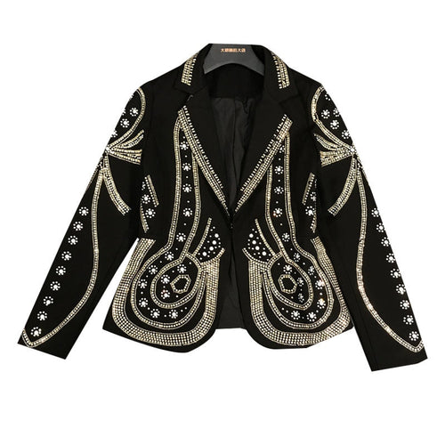 Dam Blazer Sprucken Krage Hög Midja 100% Bomull-1