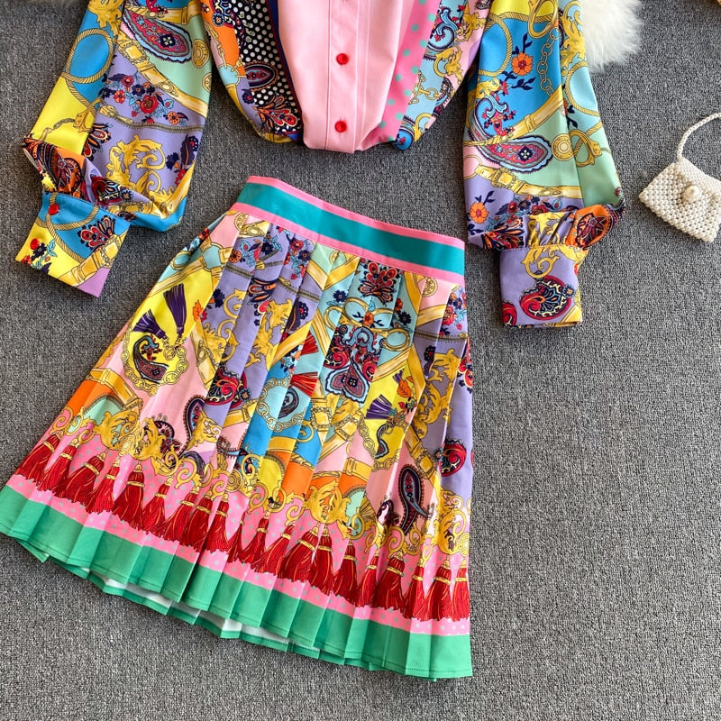 Dam Rockuppsättning Bohemiska Byxor Polyester och Tröja för Sommarkläder-3