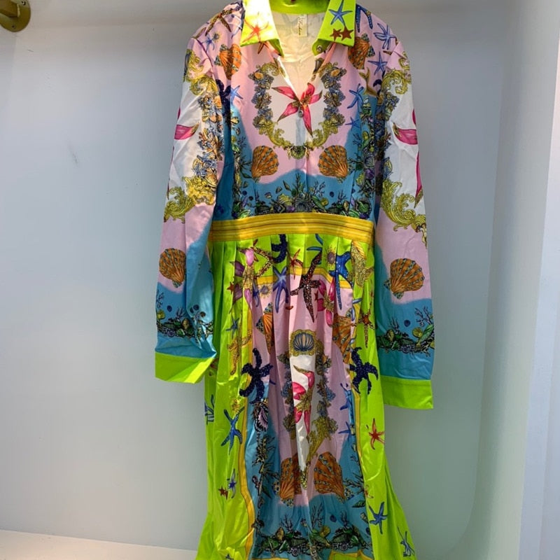 Dam Midiklänning Bohemisk A-Line Polyester med Skruvad Krage-6