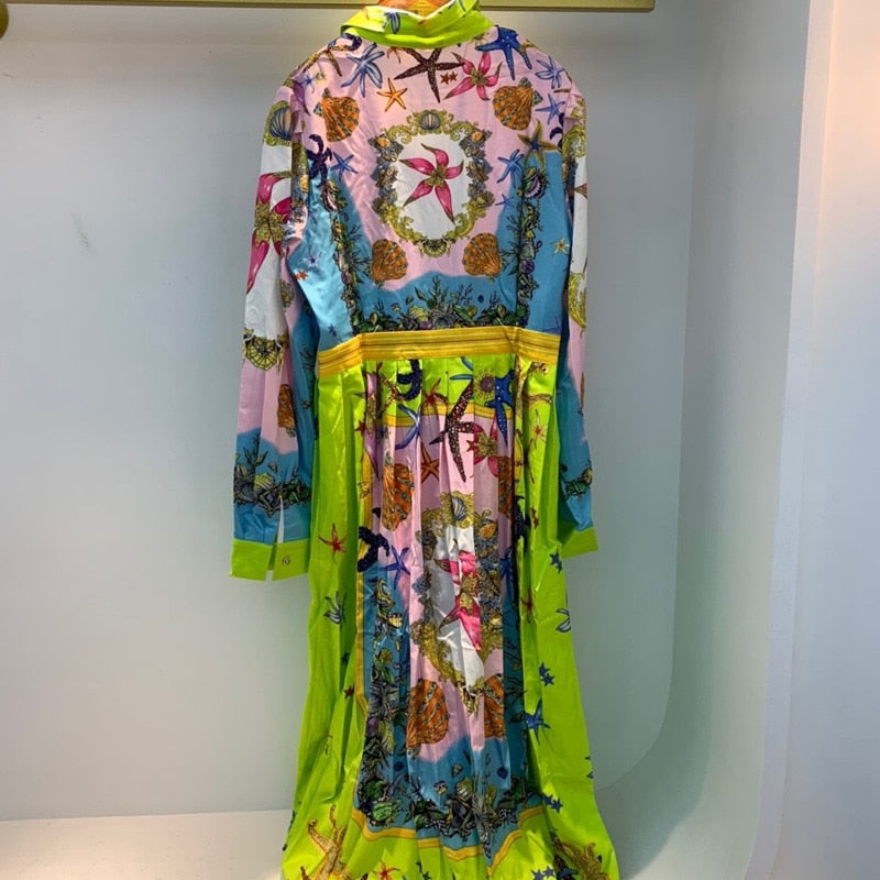 Dam Midiklänning Bohemisk A-Line Polyester med Skruvad Krage-5