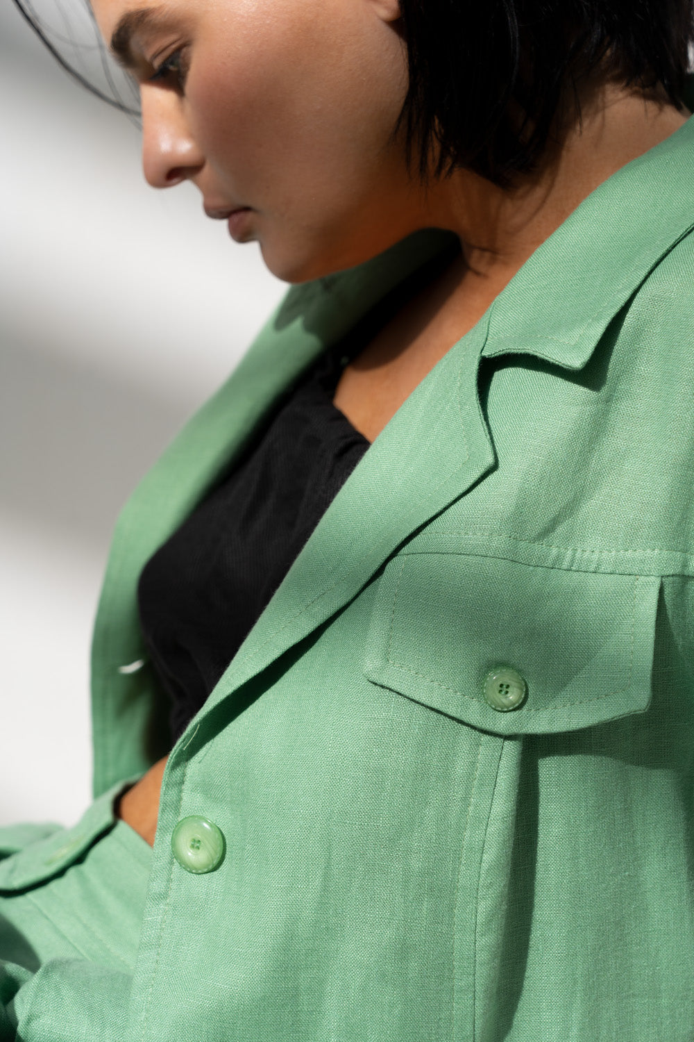 Herrskjorta Avslappnad Linne 100% Linne Överdimensionerad Silhuett-3