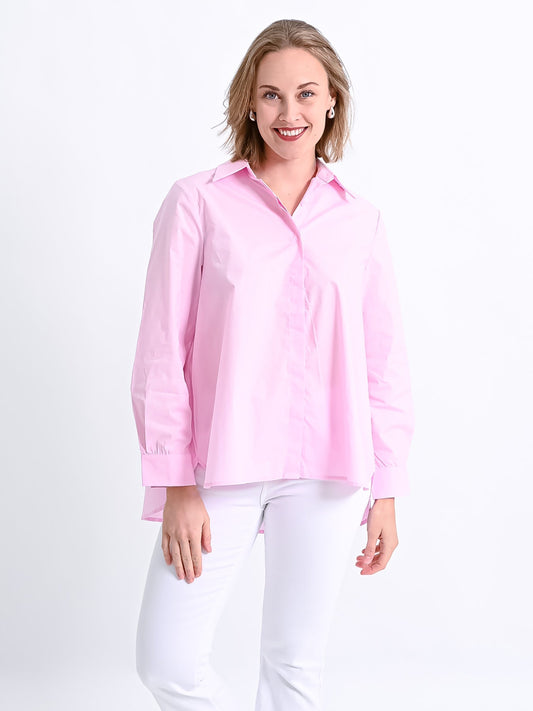 Dam LangÀrmad Blus med Dold KnappspÀrr i Mjuk Polyester-1