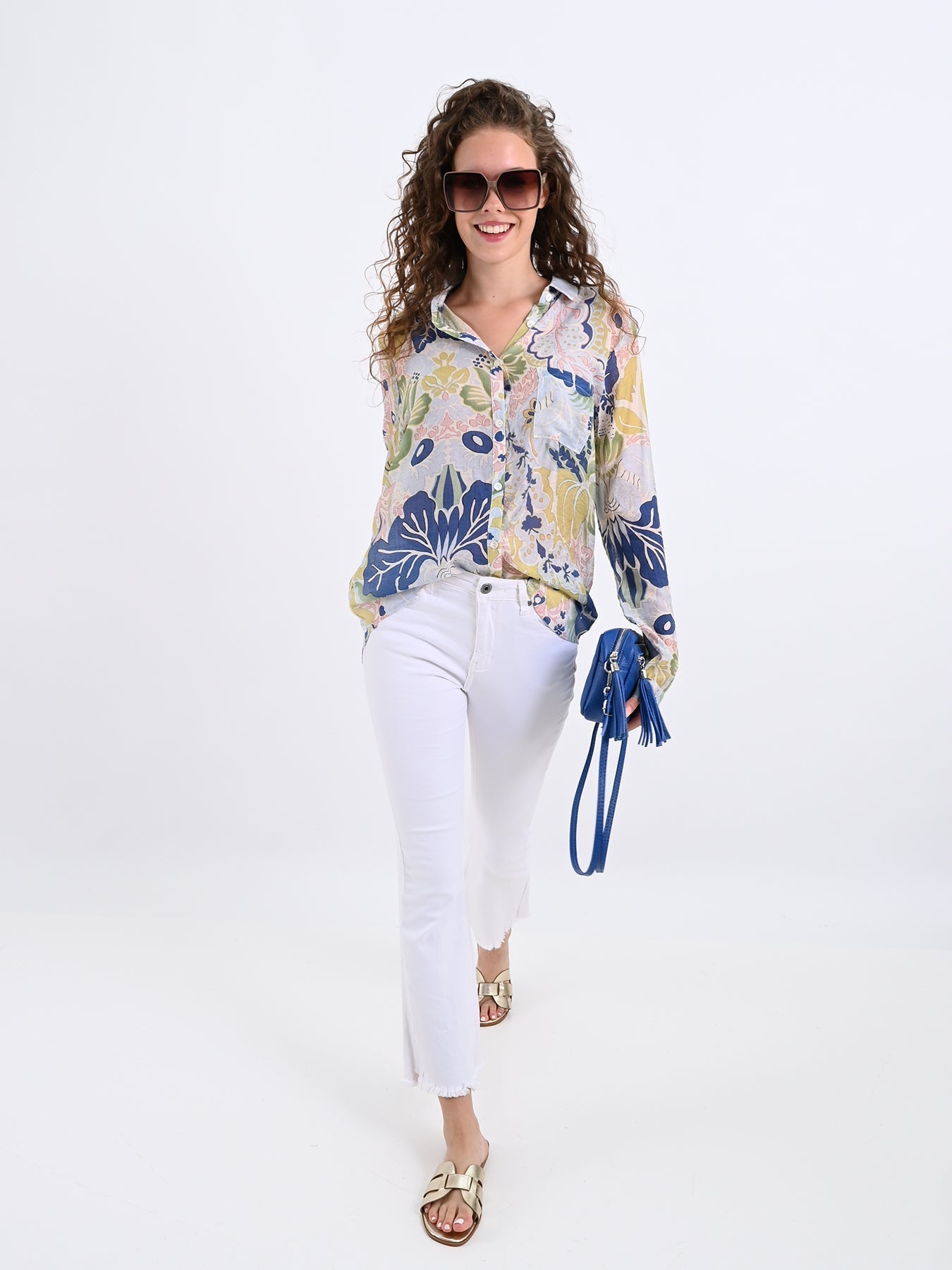 Dam Skjorta Avslappnad Transparent Högkvalitativt Tyg-5