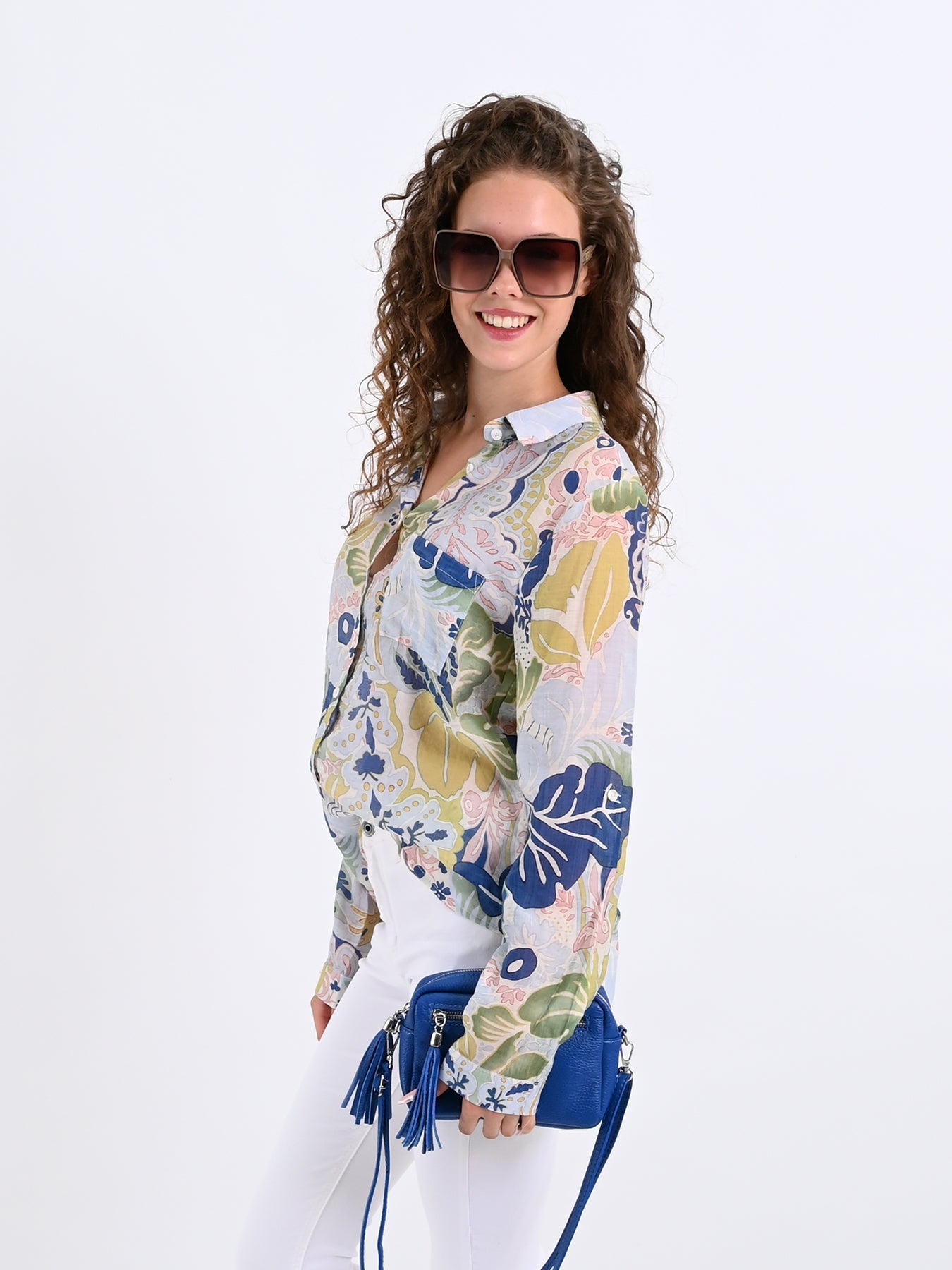 Dam Skjorta Avslappnad Transparent Högkvalitativt Tyg-3