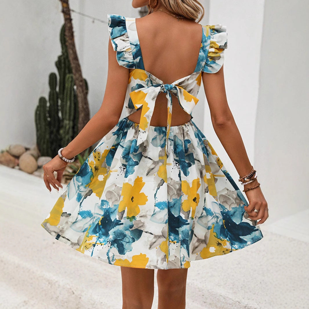 Dam A-Linje Klänning Blommönster För Sommarens Alla Tillfällen 1