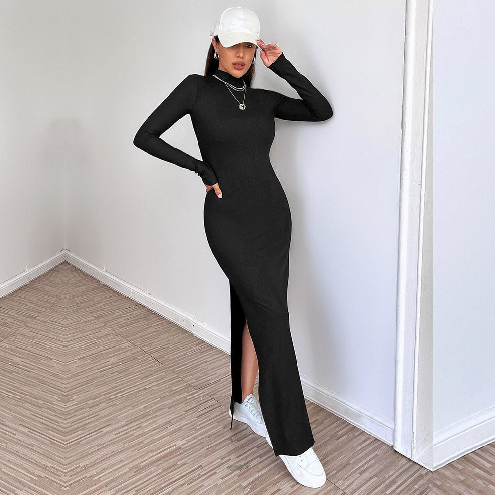 Dam A-Linjeformad Mid-Length Kjol i Svart Polyester 4