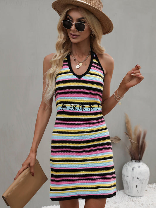 Dam Bikini Cover-up Randig Snörning LÀtt Tyg 0