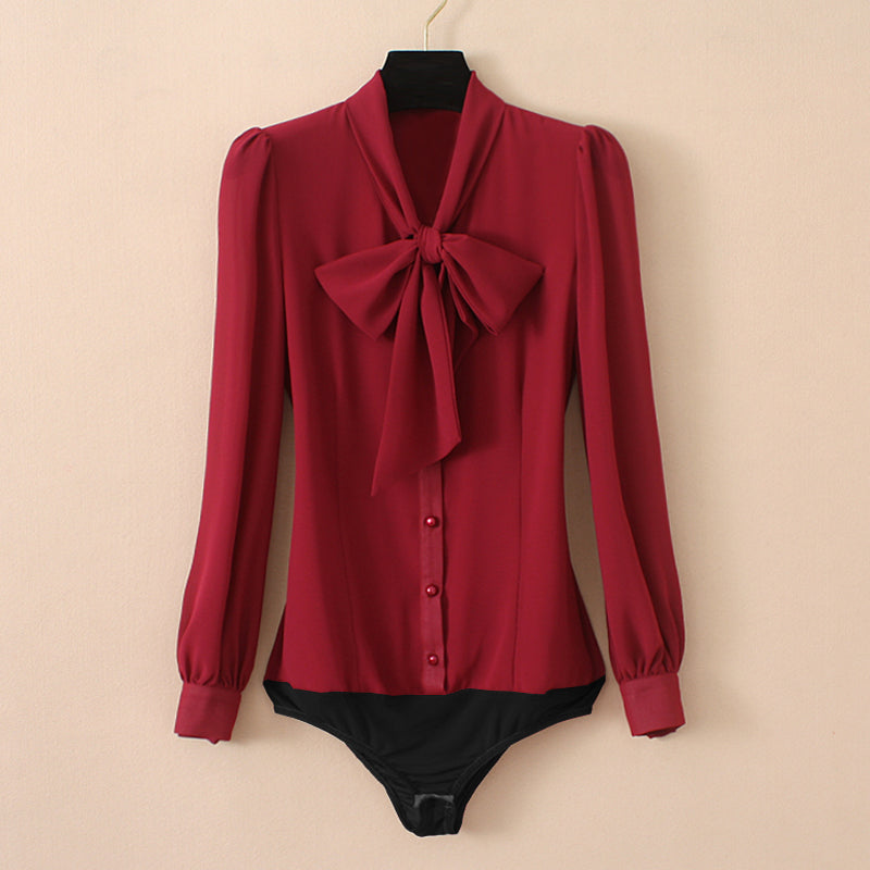 Dam Bodysuit Enkel Design Lång Ärmar Polyester 4