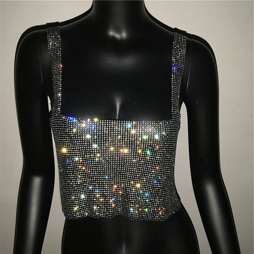 Dam Camisole Spaghetti Band Transparent Polyester med Paljetter 0