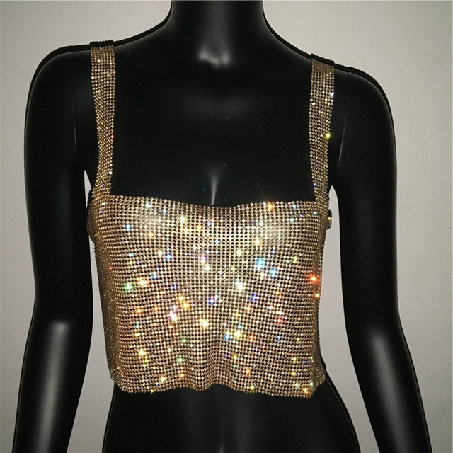 Dam Camisole Spaghetti Band Transparent Polyester med Paljetter 4
