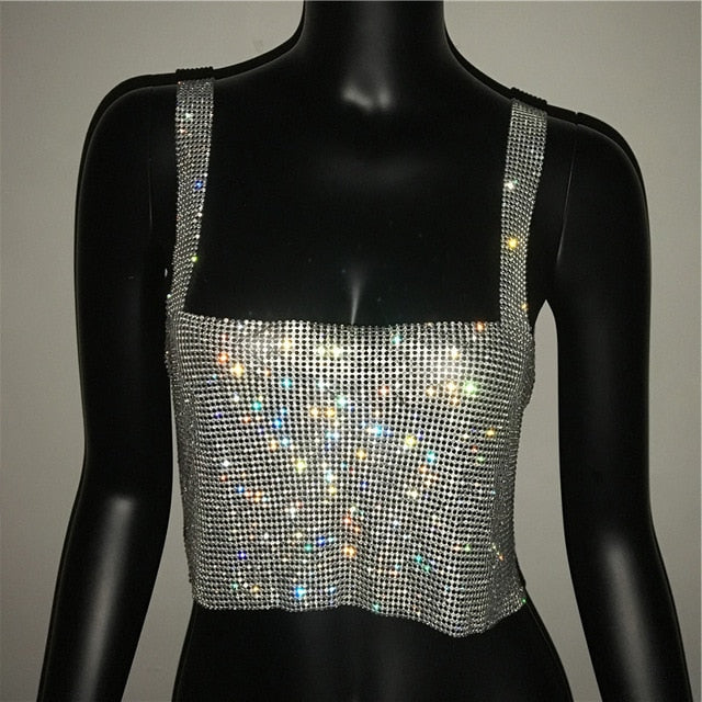 Dam Camisole Spaghetti Band Transparent Polyester med Paljetter 5