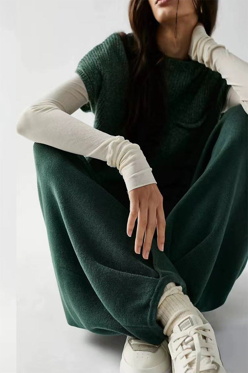 Dam Casual Loose Outfit Rund Halsringning Bomull 7