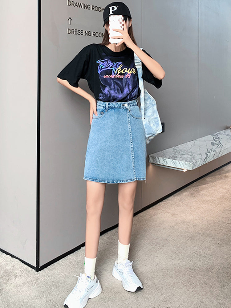 Dam Denim Shorts Avslappnad Polyester 4