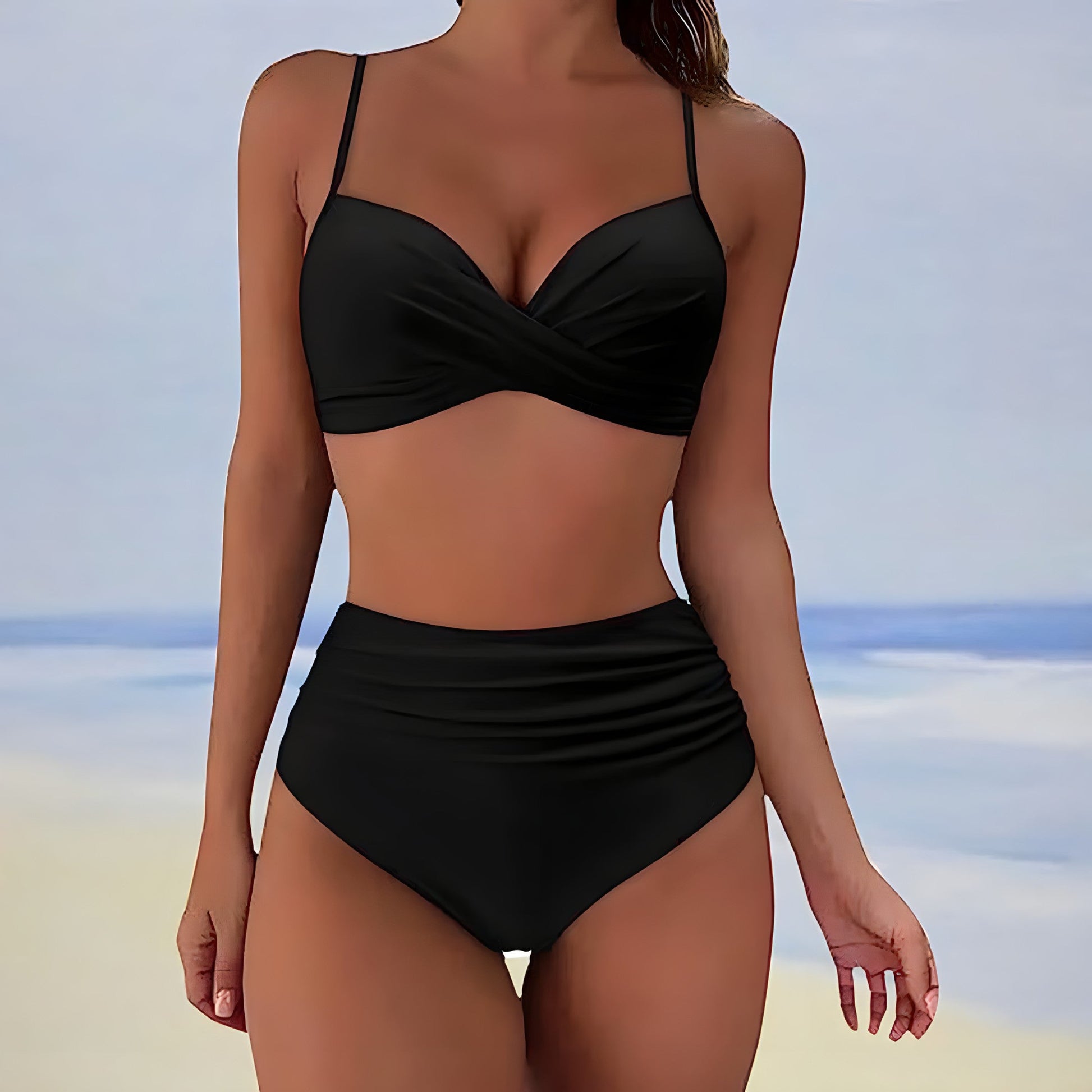 Dam Hög Midja Bikini Push Up Mjuk Polyesterblandning 3