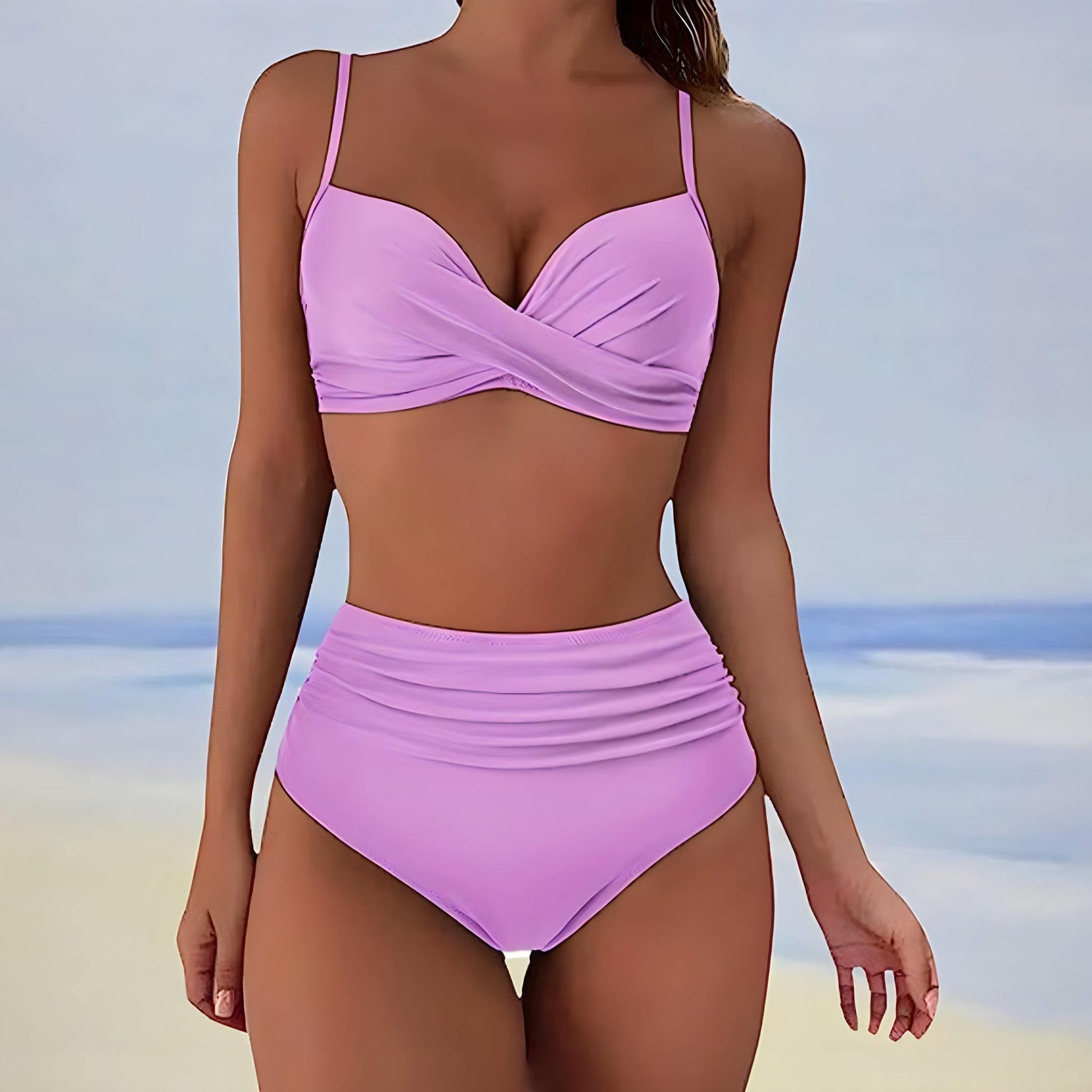 Dam Hög Midja Bikini Push Up Mjuk Polyesterblandning 8