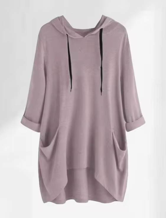 Dam Hoodie Överdimensionerad Mjuk Bomull 10